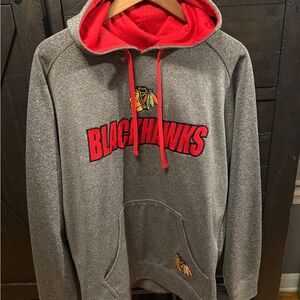 NHL Blackhawks Gray and Red Hoodie